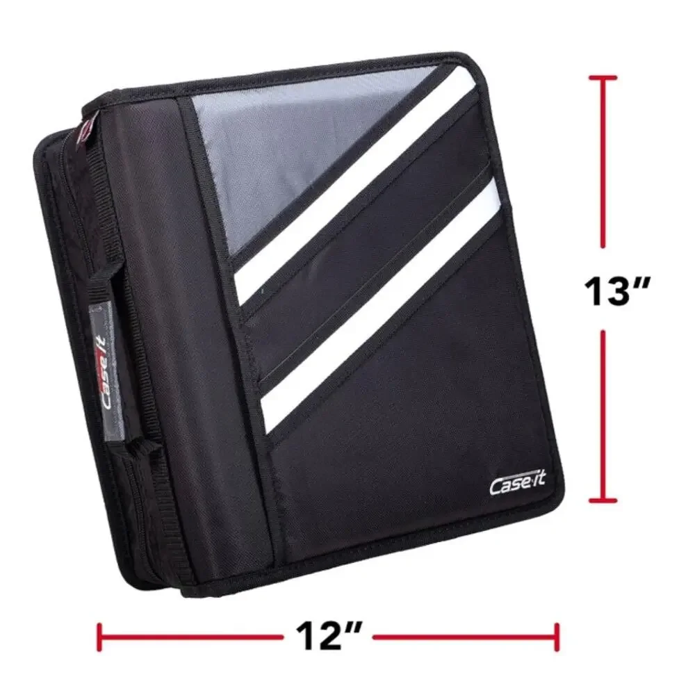 Case-it Z Shape Zipper Binder 1.5” D-Ring Double Sided Black New